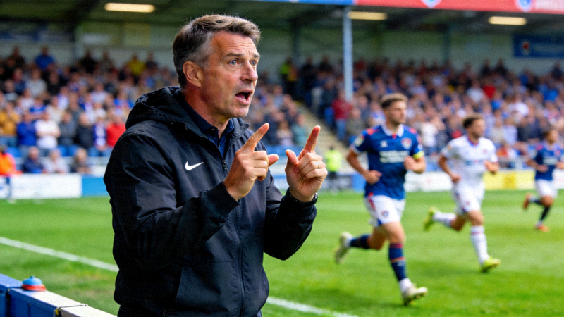 足球教练在场边指挥比赛的新闻图片